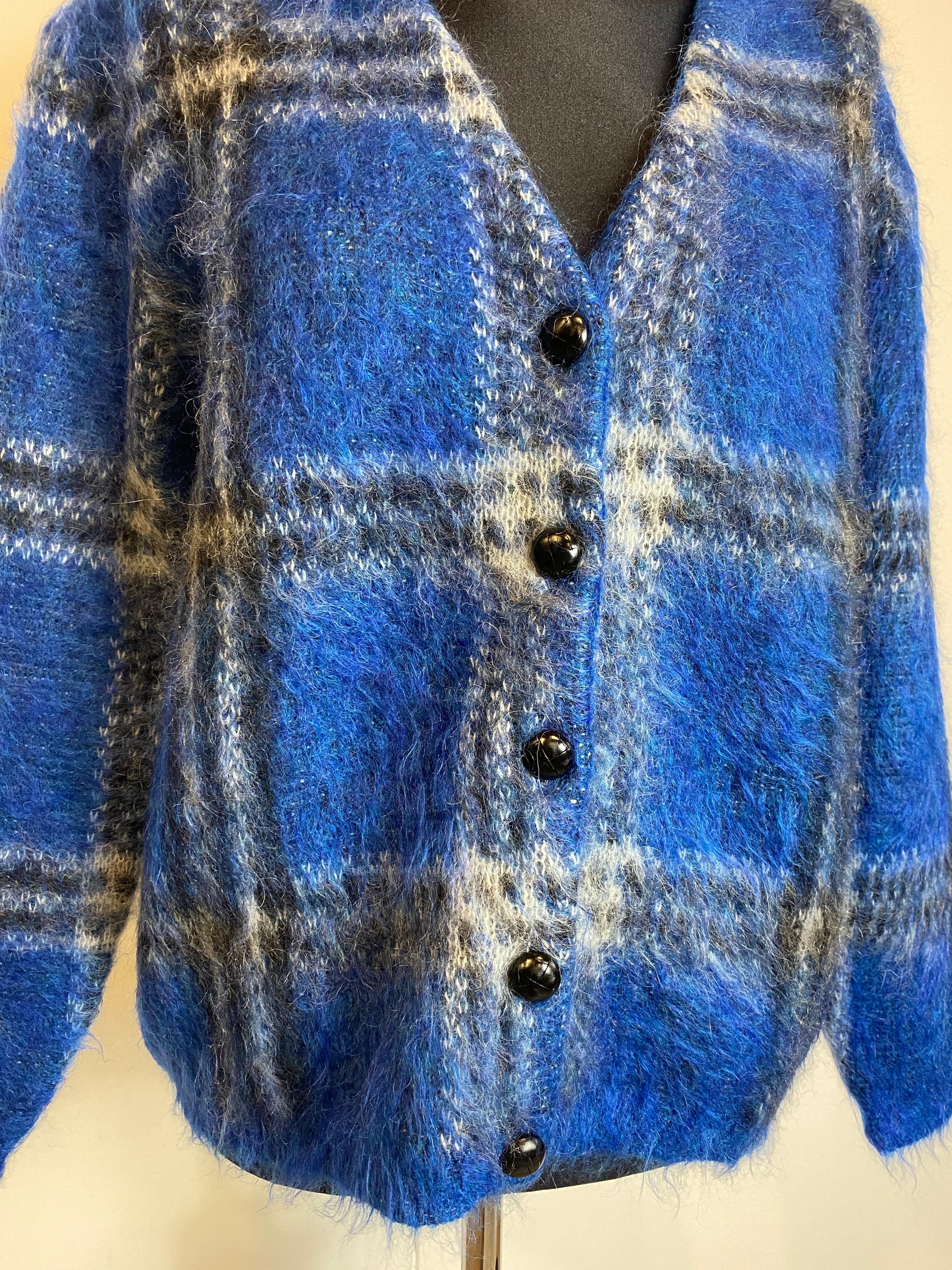 Saint Laurent Pullover aus blauem Mohair für Damen oder Herren im Angebot