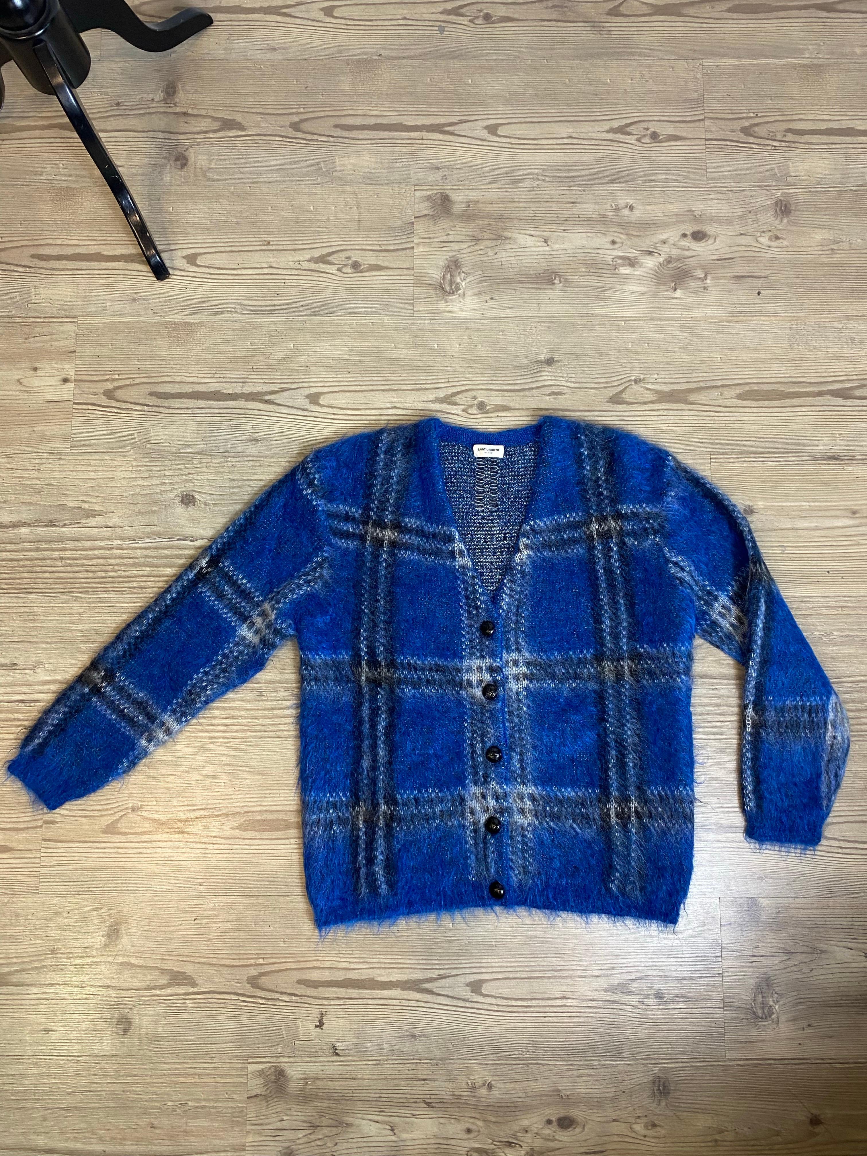Saint Laurent Pullover aus blauem Mohair im Angebot 2