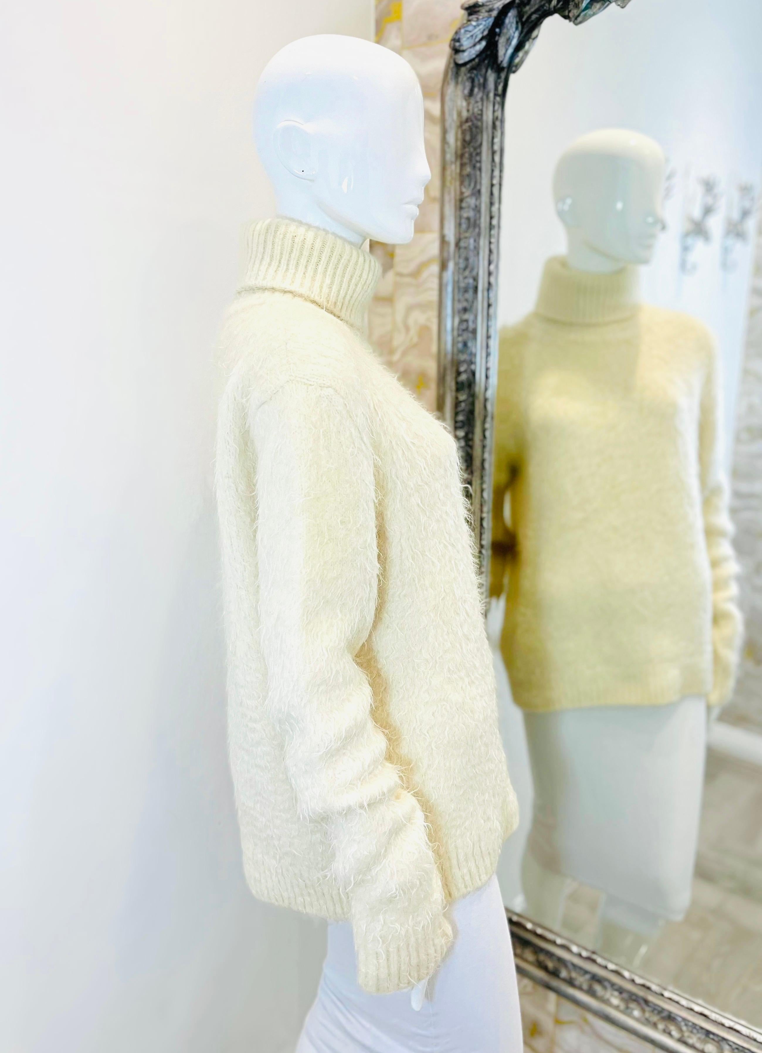 Beige Saint Laurent Mohair & Wool Blend Rollneck Jumper