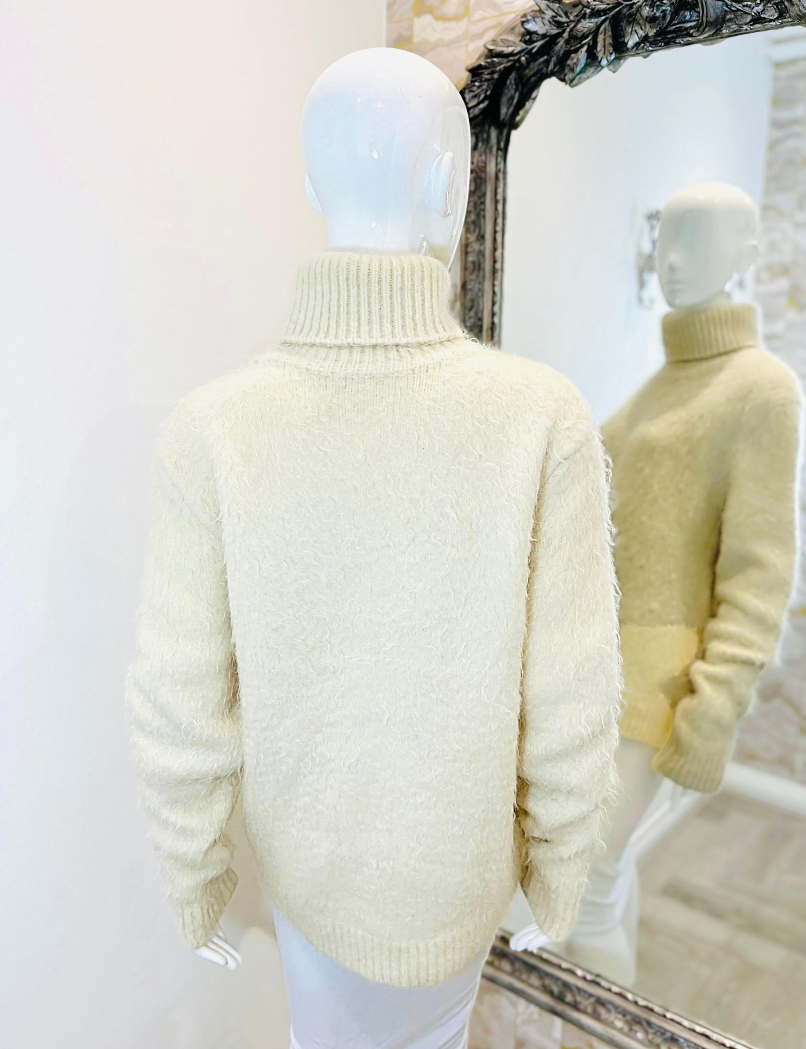 Saint Laurent Mohair & Wool Blend Rollneck Jumper In Excellent Condition In London, GB