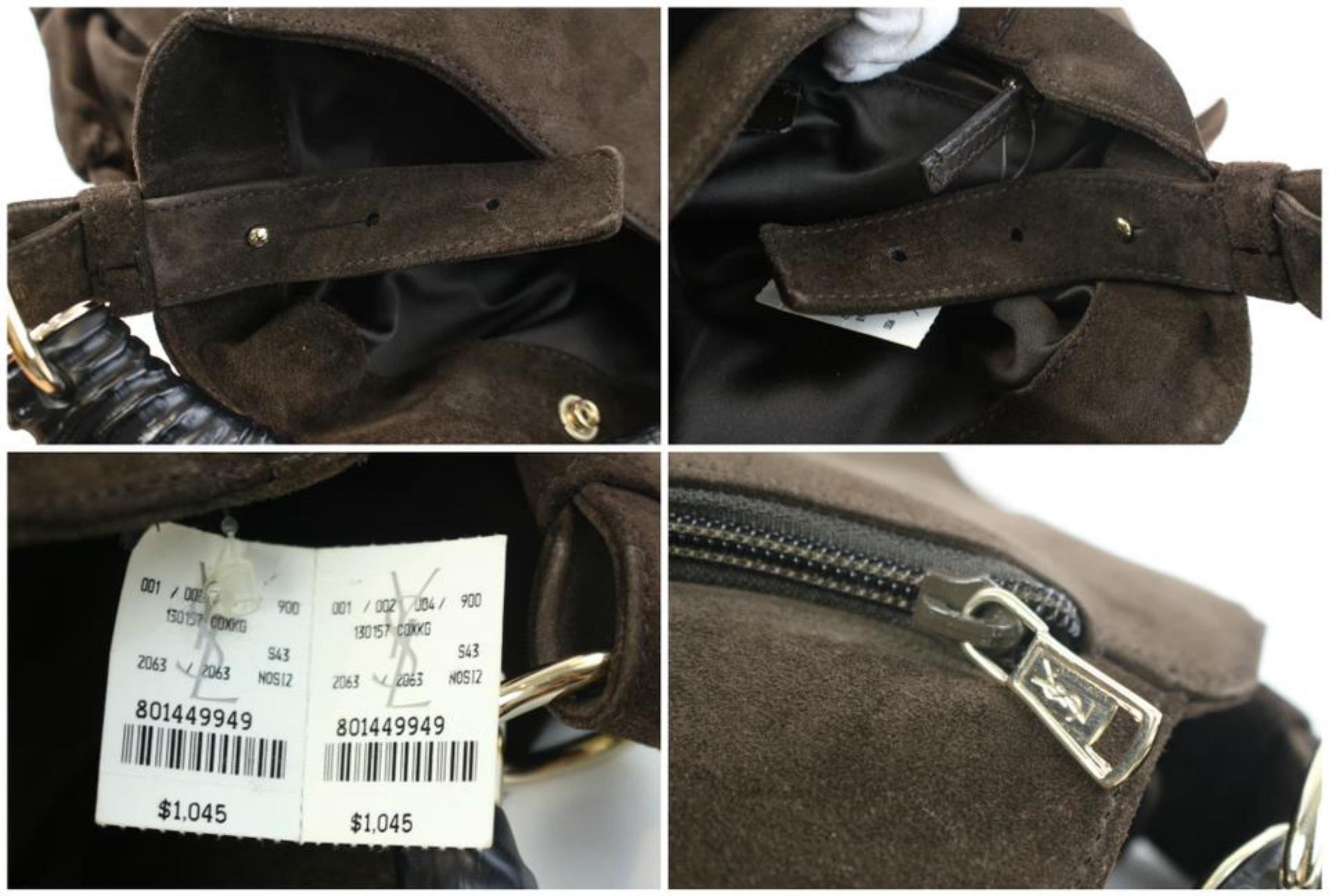 Women's Saint Laurent Mombasa Hobo 02mz0710 Brown Suede Leather Shoulder Bag For Sale