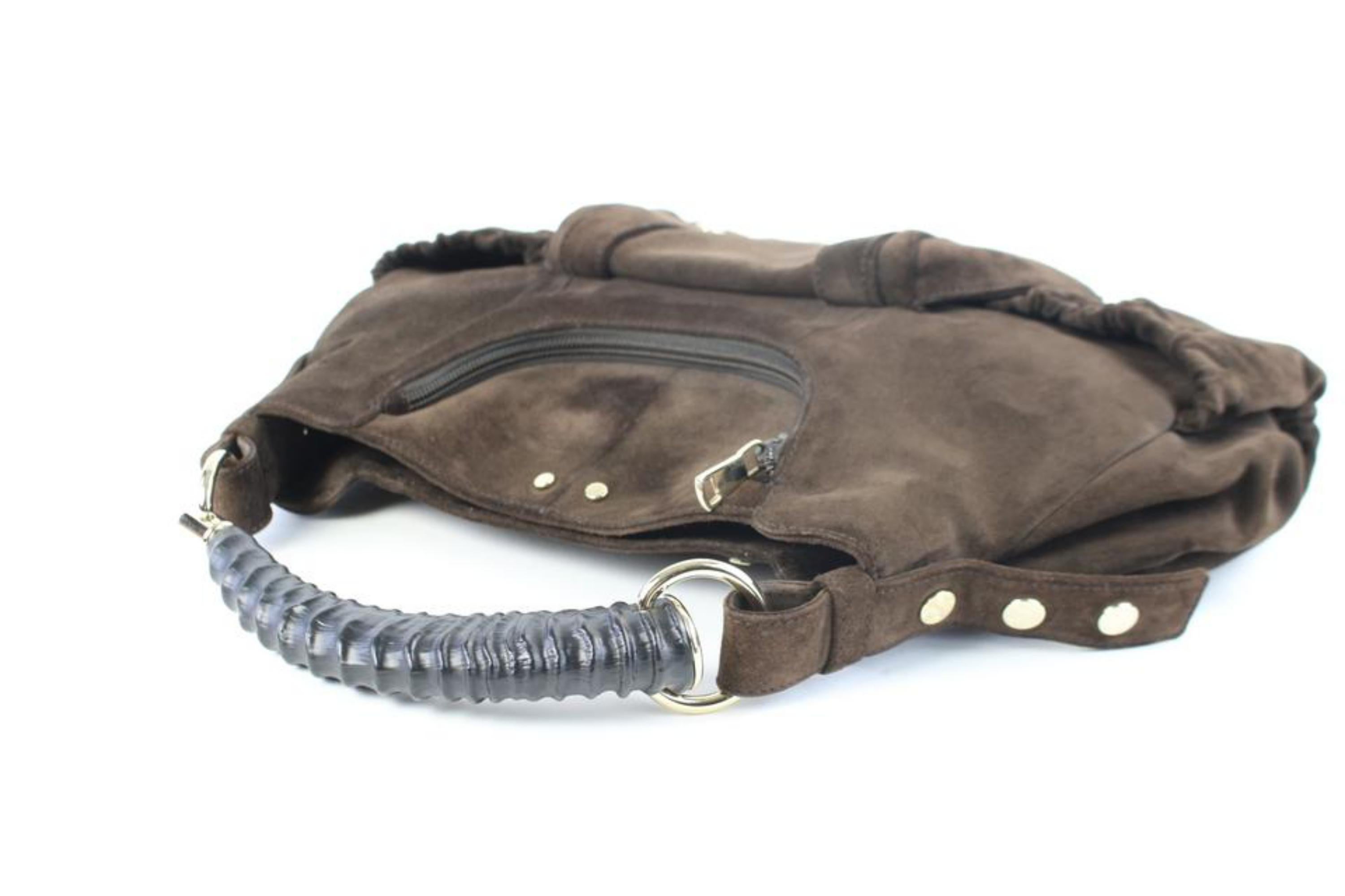 Saint Laurent Mombasa Hobo 02mz0710 Brown Suede Leather Shoulder Bag For Sale 3