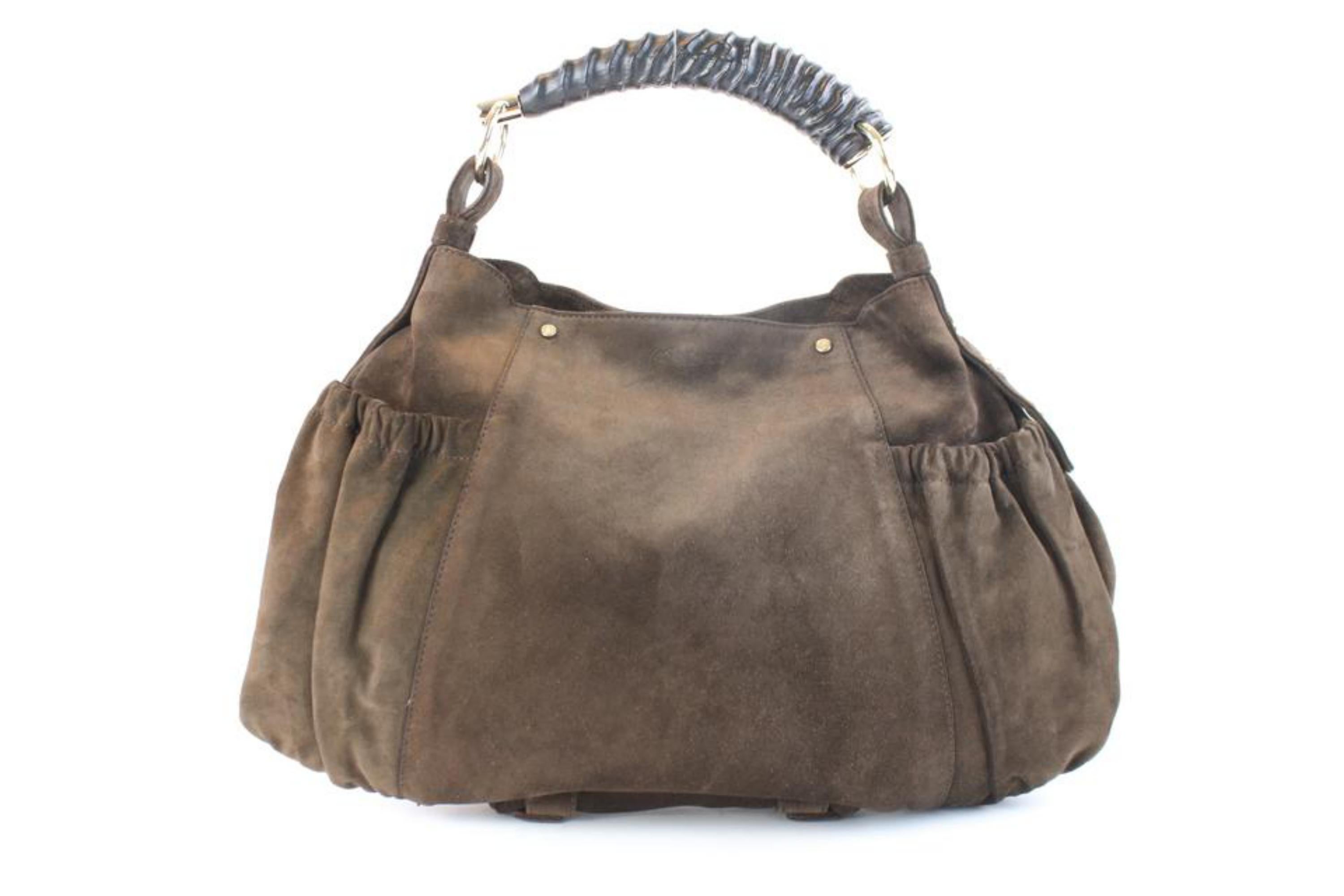 Saint Laurent Mombasa Hobo 02mz0710 Brown Suede Leather Shoulder Bag For Sale 4