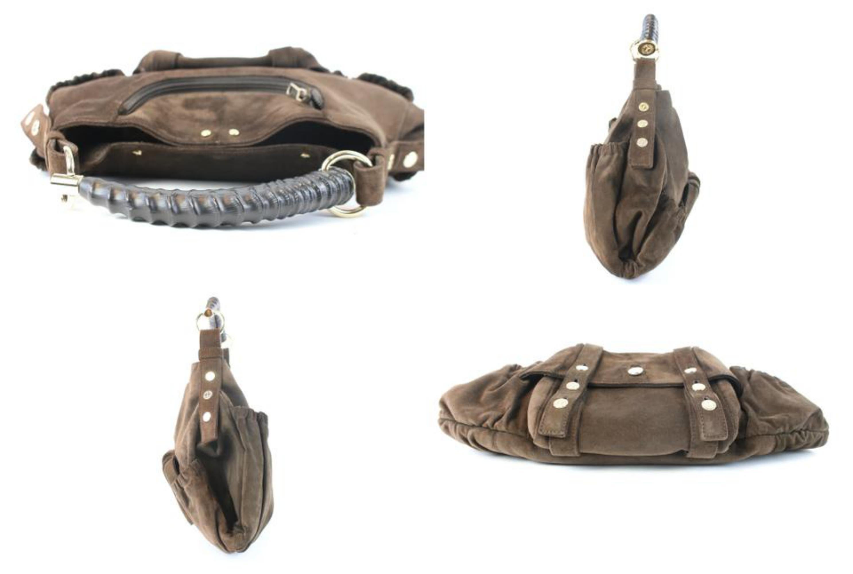 Saint Laurent Mombasa Hobo 02mz0710 Brown Suede Leather Shoulder Bag For Sale 5