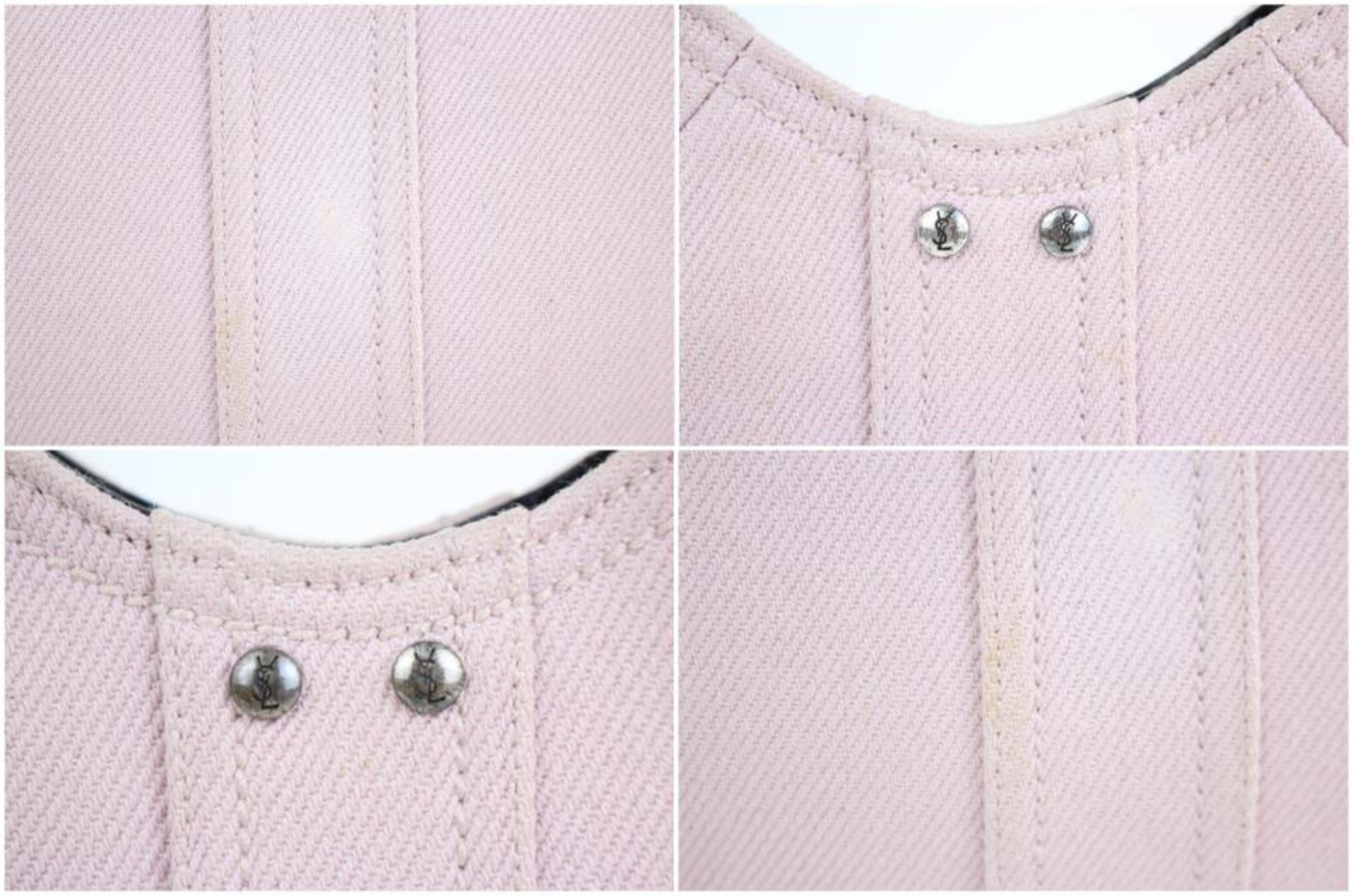 Saint Laurent Mombasa Limited Edition 21mt914 Light Pink Canvas Shoulder Bag For Sale 7