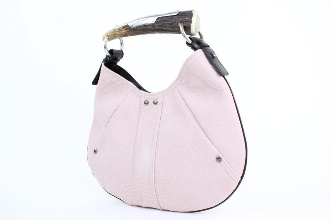 Gray Saint Laurent Mombasa Limited Edition 21mt914 Light Pink Canvas Shoulder Bag For Sale