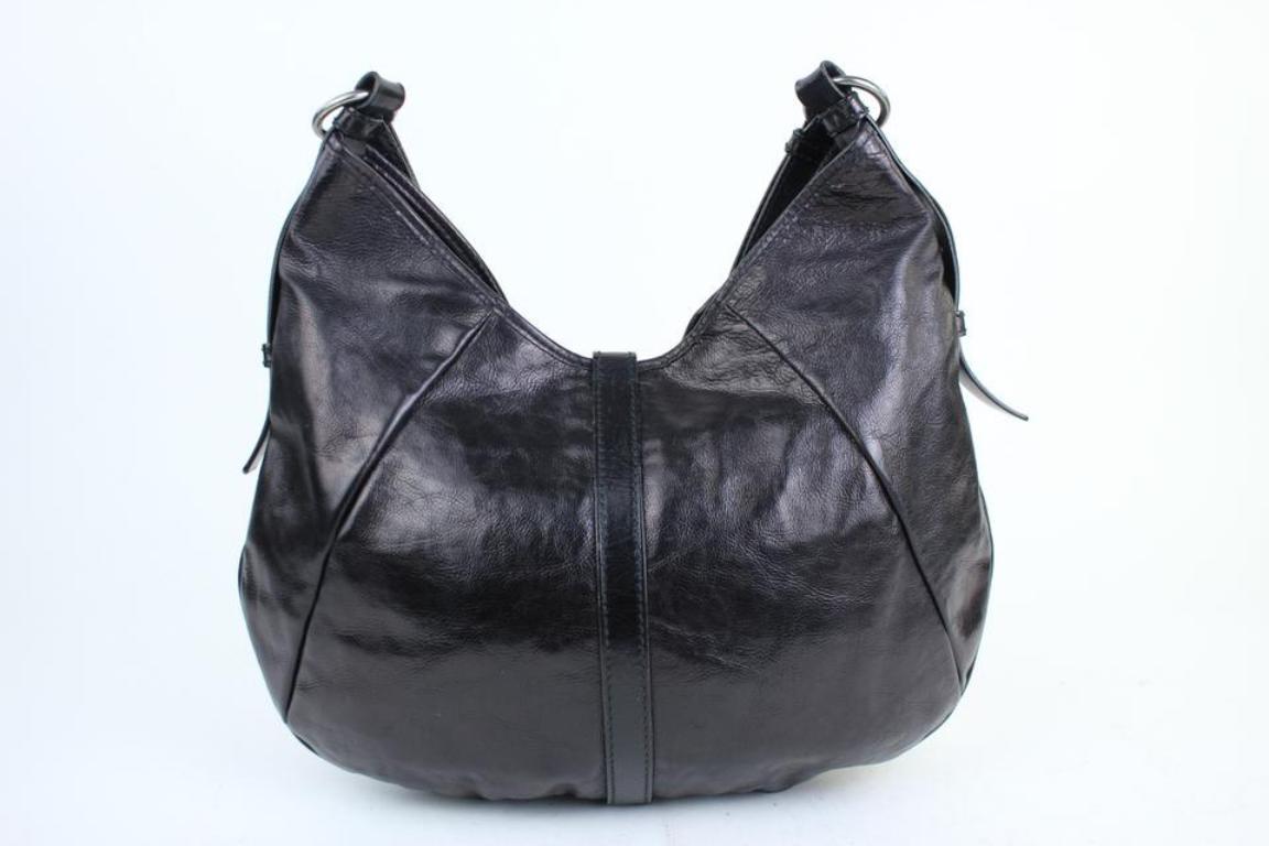 Saint Laurent Mombasa ( Rare ) Xl Hobo 12mt915 Black Leather Shoulder Bag For Sale 6