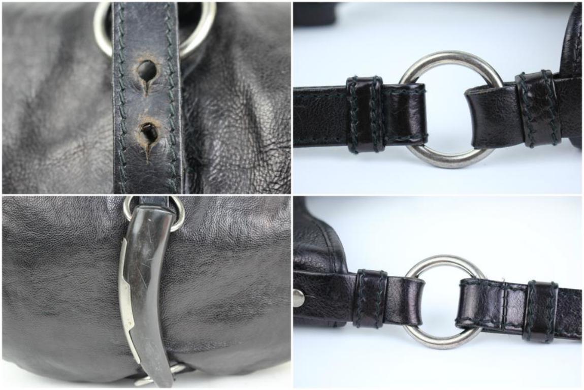 Saint Laurent Mombasa ( Rare ) Xl Hobo 12mt915 Black Leather Shoulder Bag For Sale 7