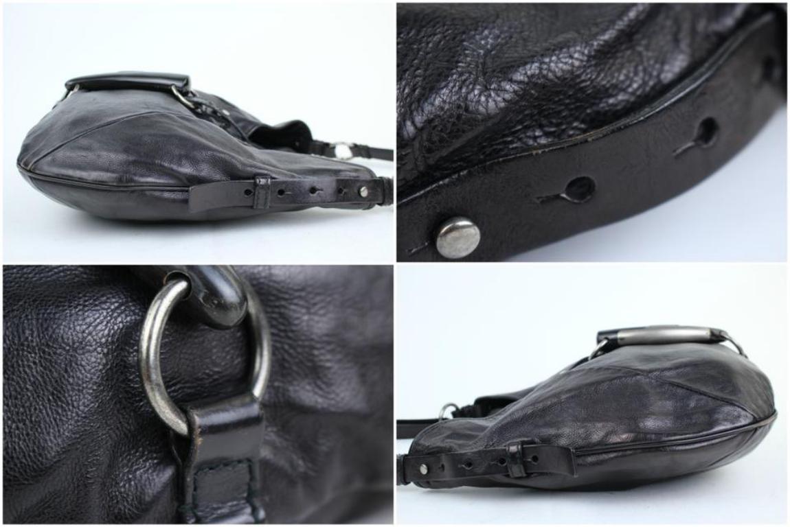 Saint Laurent Mombasa ( Rare ) Xl Hobo 12mt915 Black Leather Shoulder Bag For Sale 4