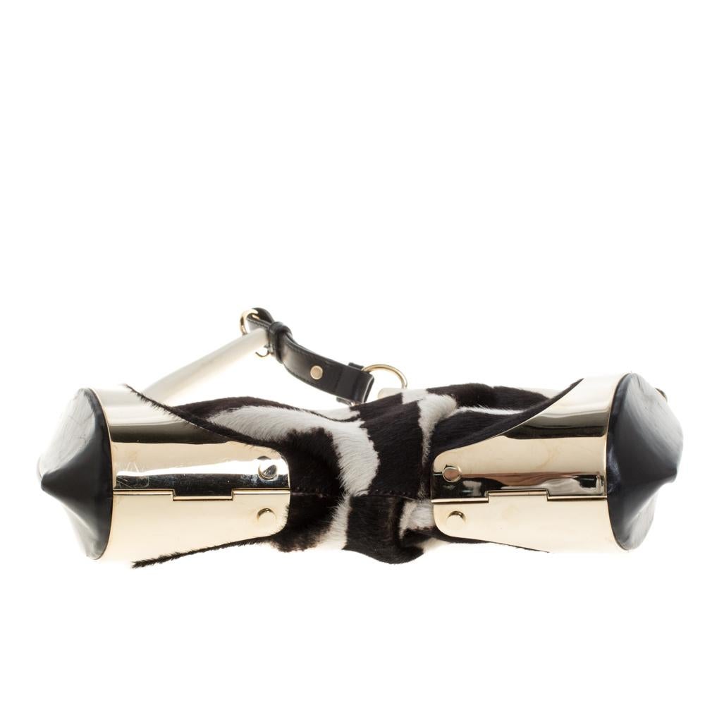 Women's Saint Laurent Monochrome Calfhair Double Horn Frame Mombasa Bag
