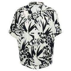 Saint Laurent Monochrome Dschungel Druck Crepe De Chine Kurzarm Shirt XXL