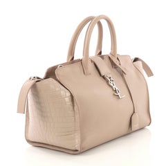 Saint Laurent Monogram Cabas Downtown Leather with Crocodile Embossed Leather