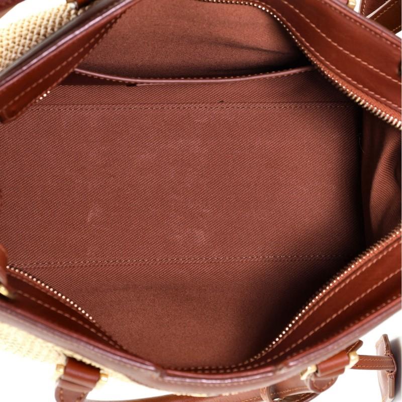 Beige Saint Laurent Monogram Cabas Downtown Raffia with Leather Baby