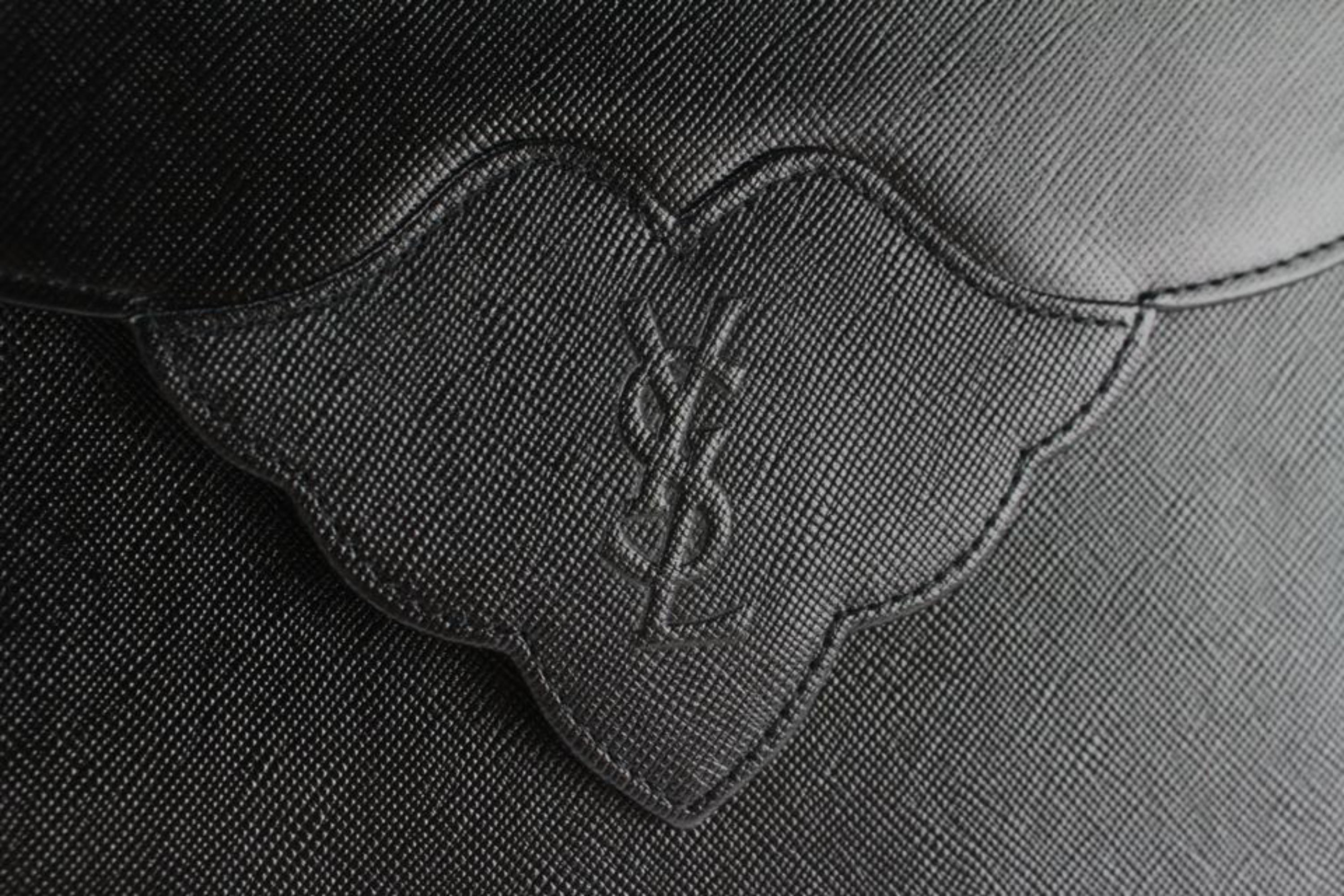 Saint Laurent Monogram Envelope Ysl Flap 14mz1812 Black Leather Clutch For Sale 6