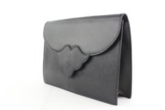 Saint Laurent Monogram Envelope Ysl Flap 14mz1812 Black Leather Clutch
