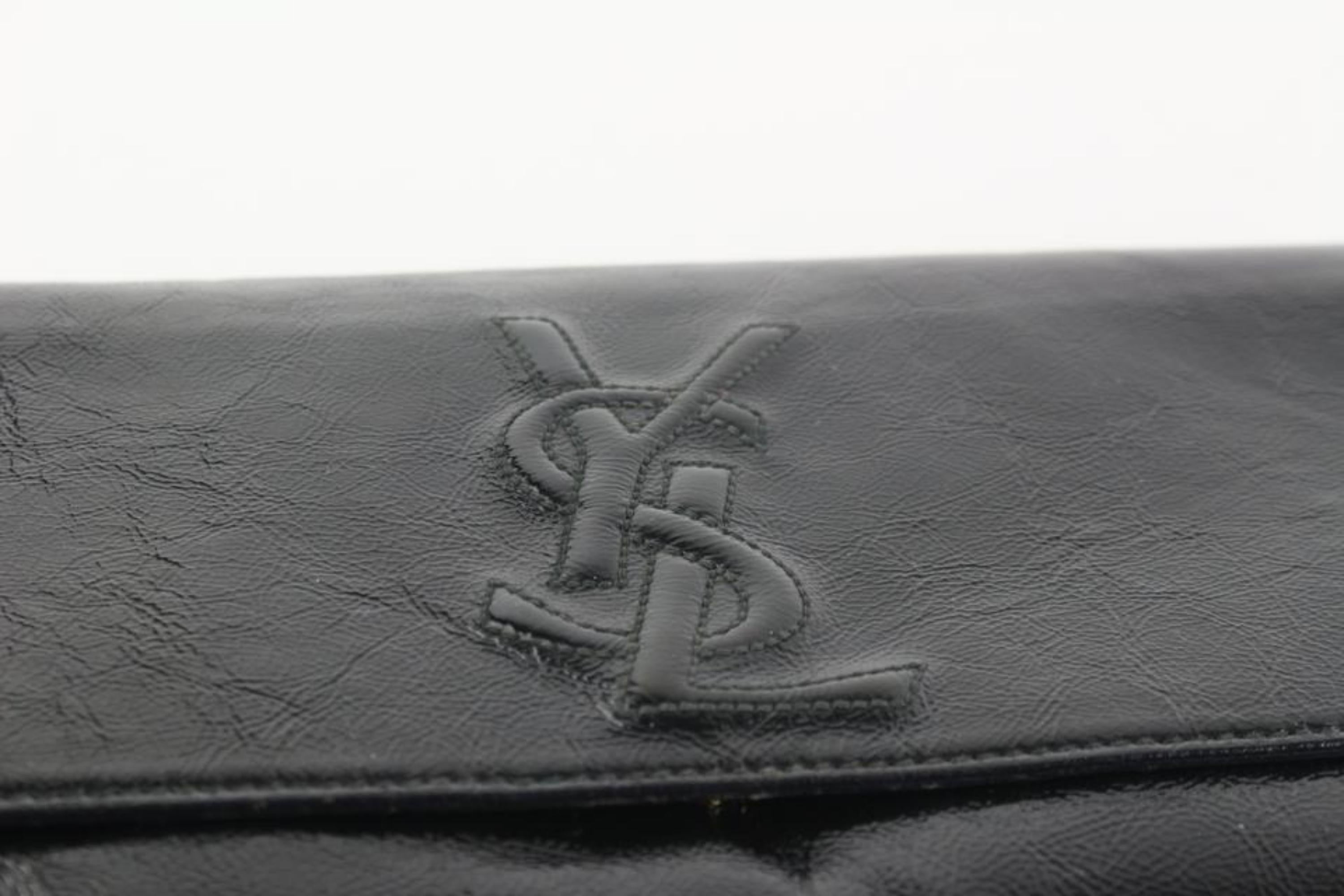 Women's Saint Laurent Monogram Kate 8mz1029 Black Patent Leather Clutch For Sale