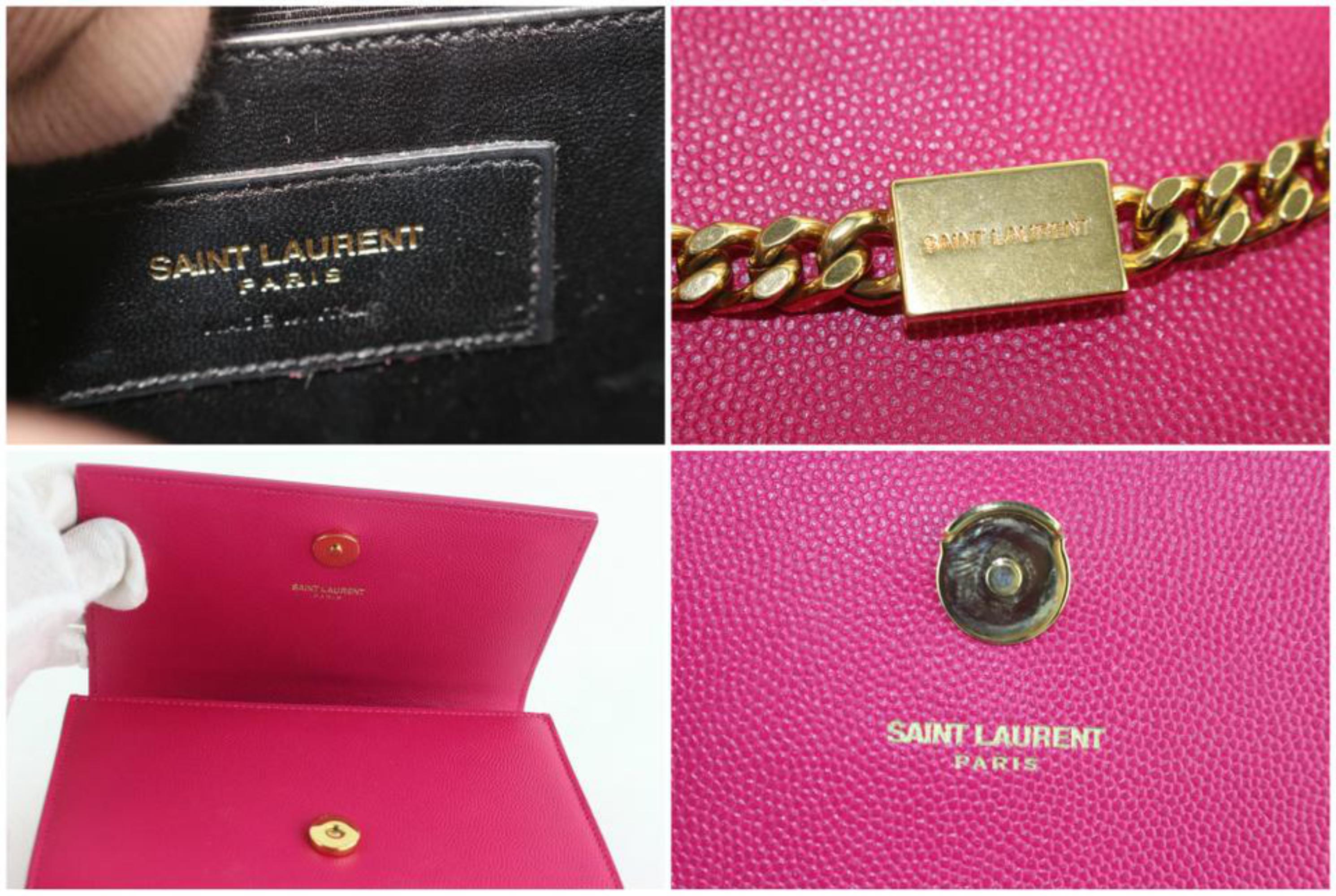 Saint Laurent Monogram Kate Fuchsia Small Chain Flap 10mz1106 Pink Cross BodyBag In Excellent Condition In Forest Hills, NY