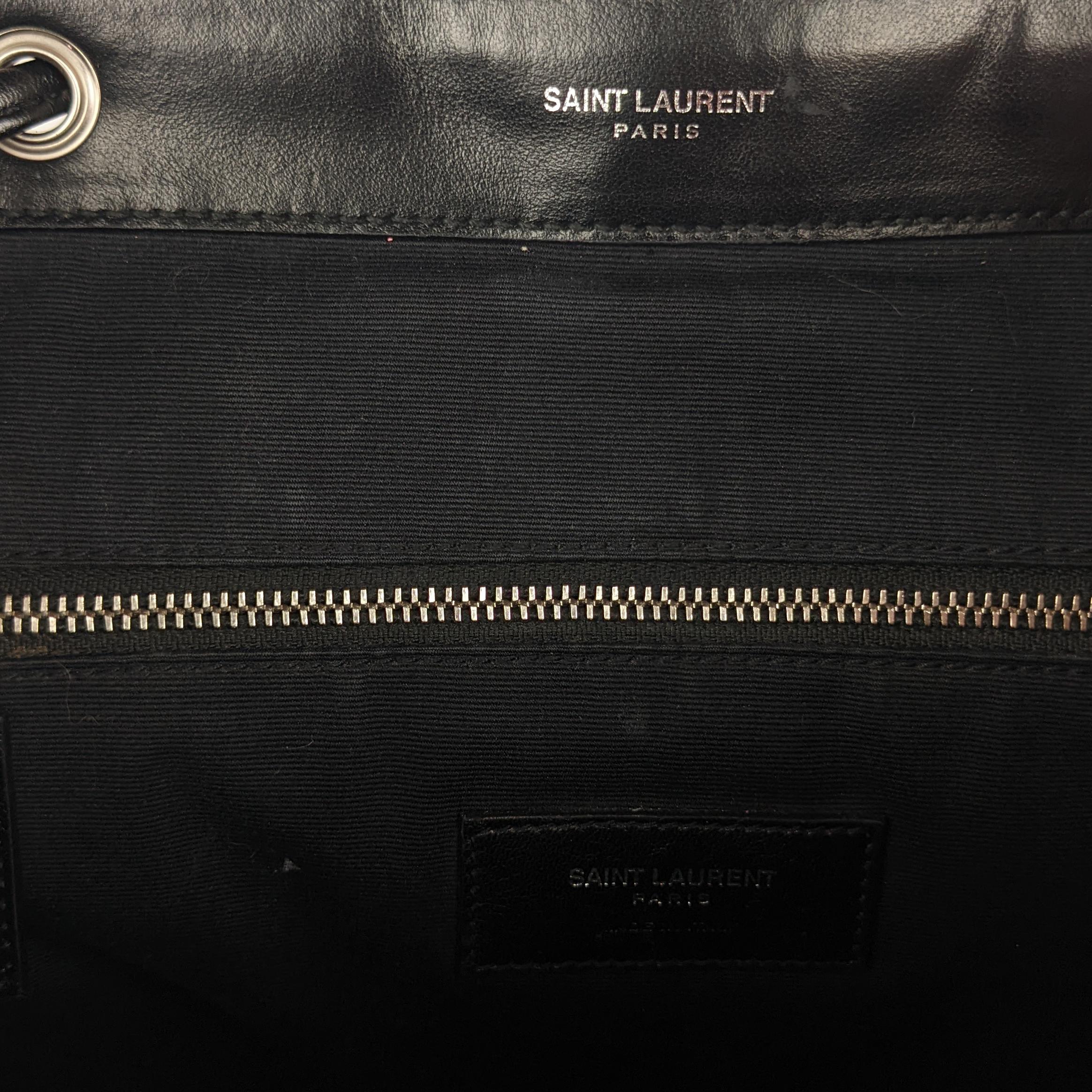 Women's Saint Laurent Monogram Loulou Matelasse Chevron Large Black Leather Backpack