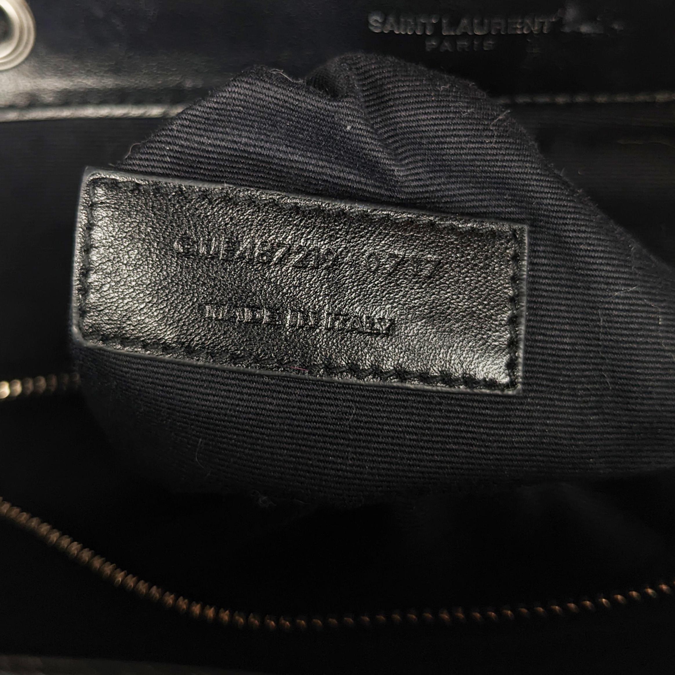 Saint Laurent Monogram Loulou Matelasse Chevron Large Black Leather Backpack 1
