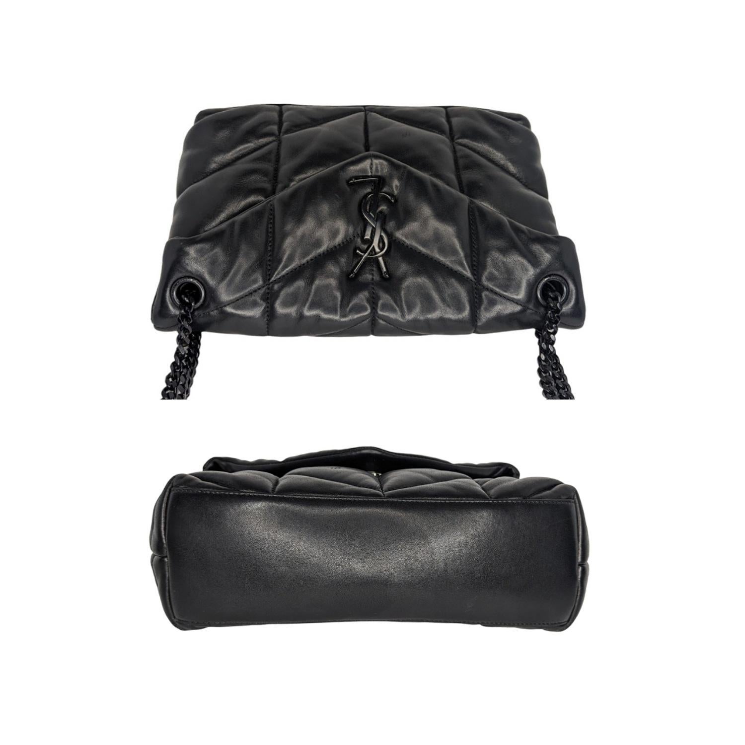 Black Saint Laurent Monogram Matelassé Small Loulou Puffer Bag For Sale