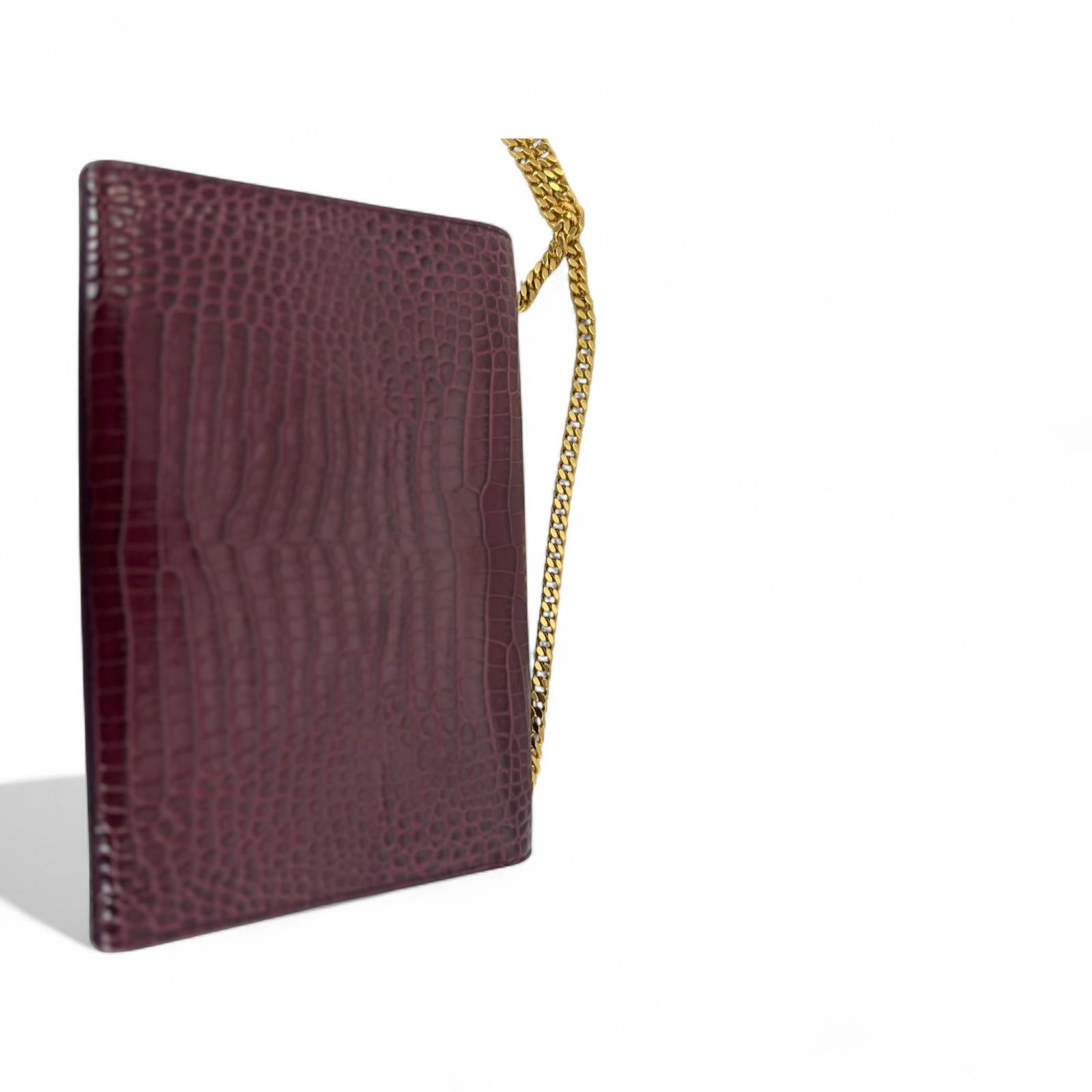 Saint Laurent Monogrammierte Medium Python Kate Tasche mit Quaste Burgunderrot 2016 im Angebot 1