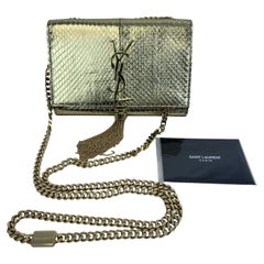 Saint Laurent Monogram Medium Python Kate Tassel Bag Gold 2016
