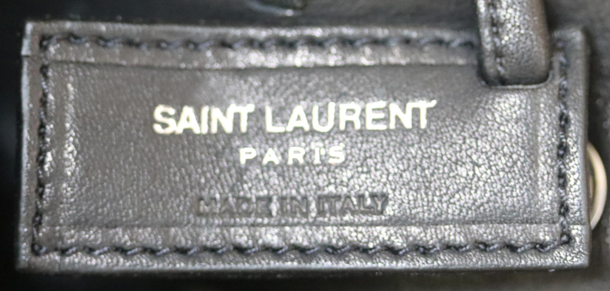Women's Saint Laurent Monogramme Bourse Mini Fringed Leather Bucket Bag 
