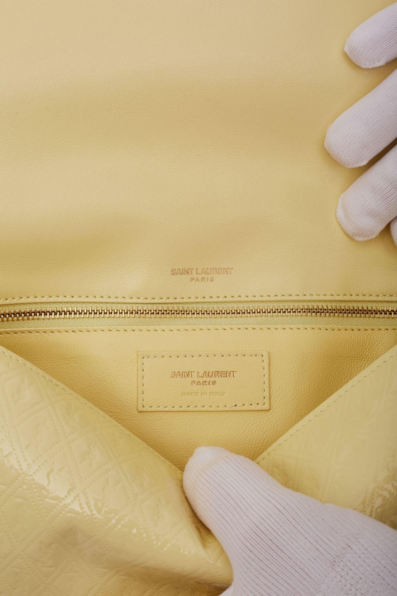 Saint Laurent Monogramme Patent Yellow Kate 99 Le Shoulder Bag For Sale 5
