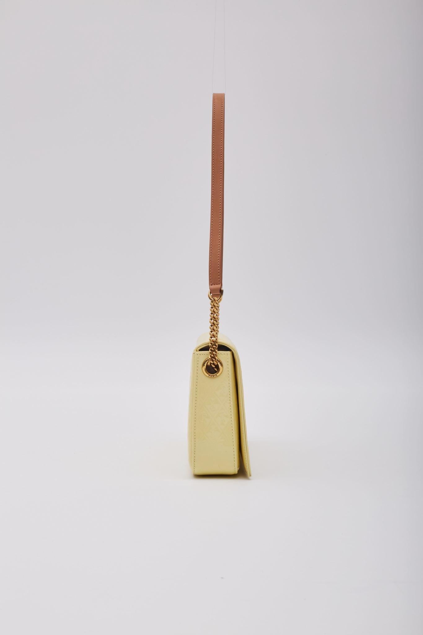Women's Saint Laurent Monogramme Patent Yellow Kate 99 Le Shoulder Bag For Sale