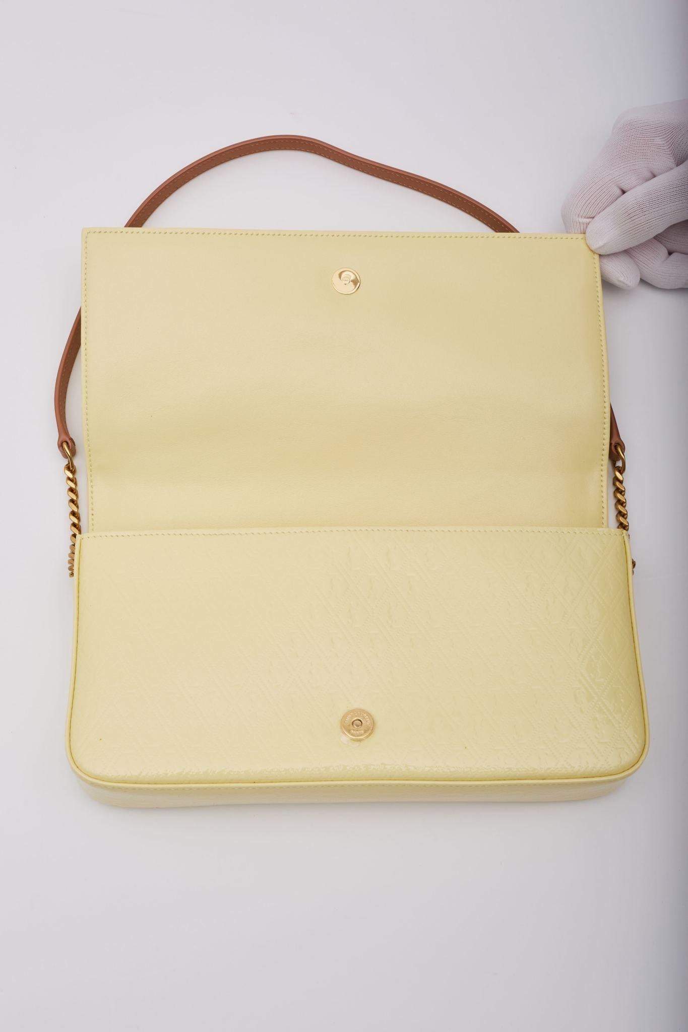 Saint Laurent Monogramme Patent Yellow Kate 99 Le Shoulder Bag For Sale 2