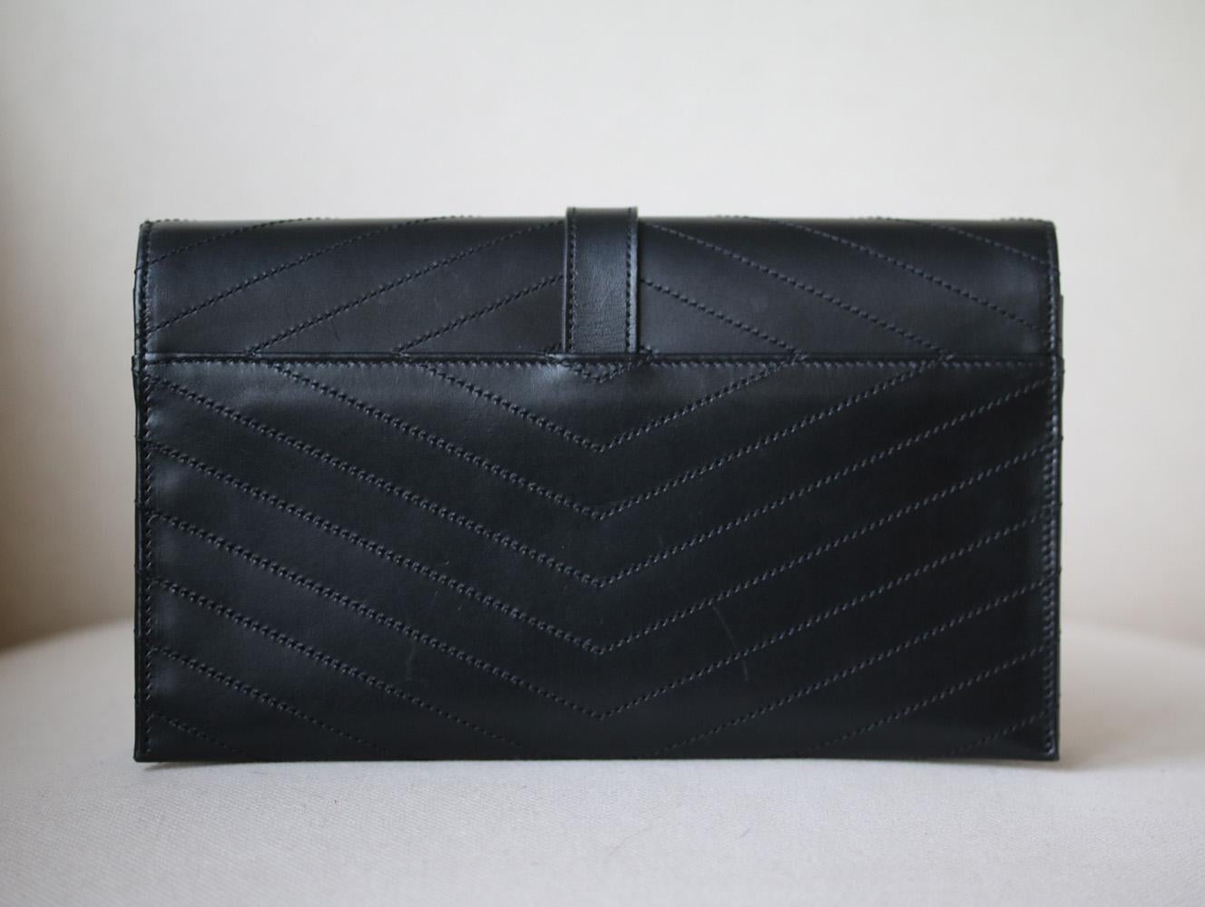 monogramme quilted leather clutch saint laurent