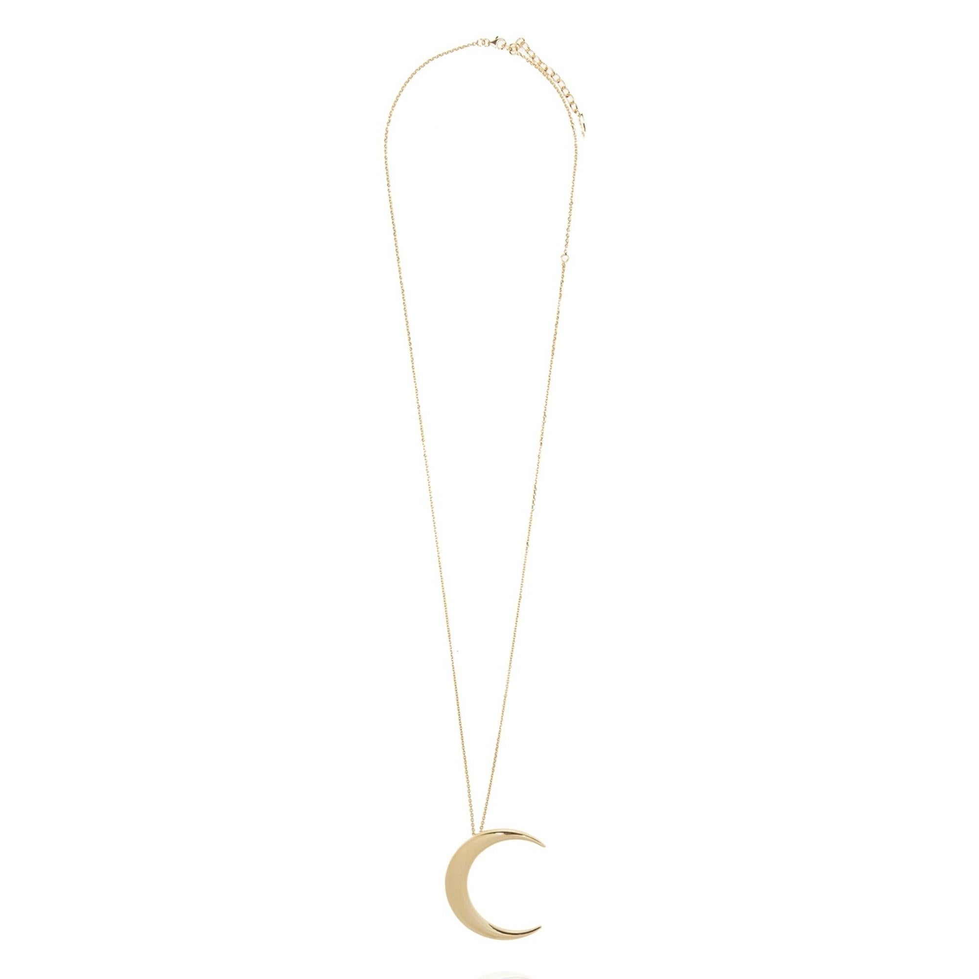 Gold-tone necklace from Saint Laurent. Made of brass, it is engraved with label's logo and embellished with moon pendant.

Color: Gold tone
Material: Brass
Item Code: 622692
Clasp Style: Lobster
Year: 2022

Measures
Chain length 32”
Pendant drop: