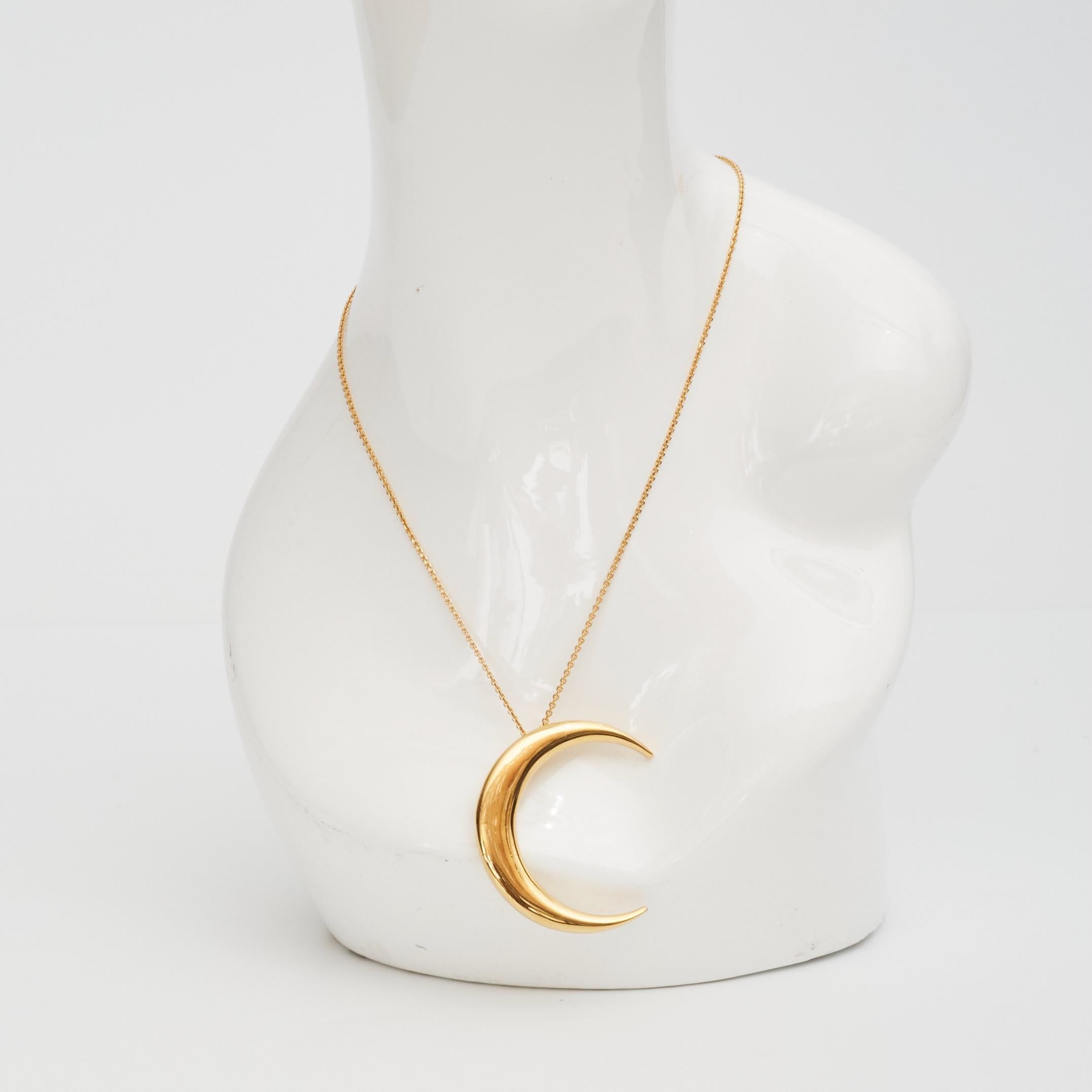 Saint Laurent Moon Pendant Gold Tone Necklace (622692) For Sale 3