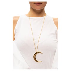 Saint Laurent Moon Pendant Gold Tone Necklace (622692)