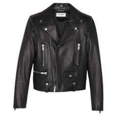 Saint Laurent Motorradjacke aus Lammfell und Leder
