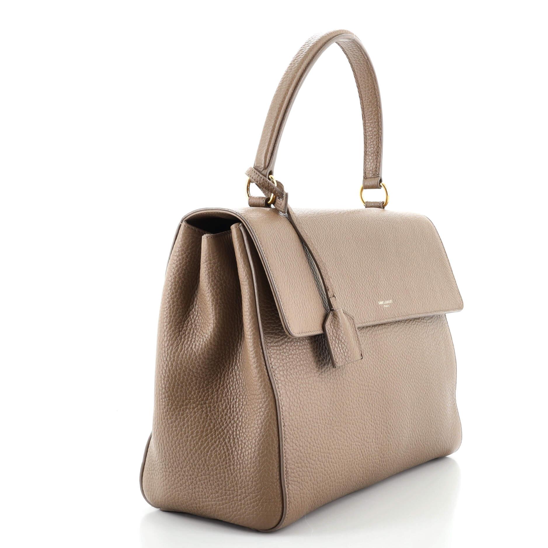 Brown Saint Laurent Moujik Top Handle Bag Leather Medium