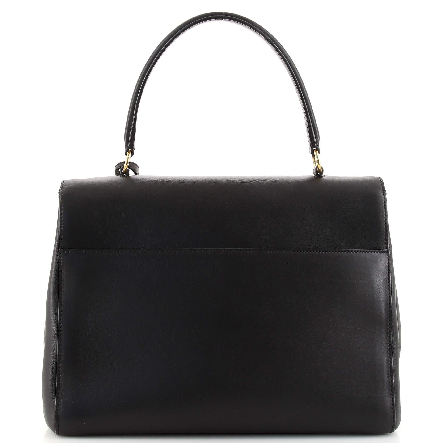 Saint Laurent Moujik Top Handle Bag Leather Medium In Good Condition In NY, NY
