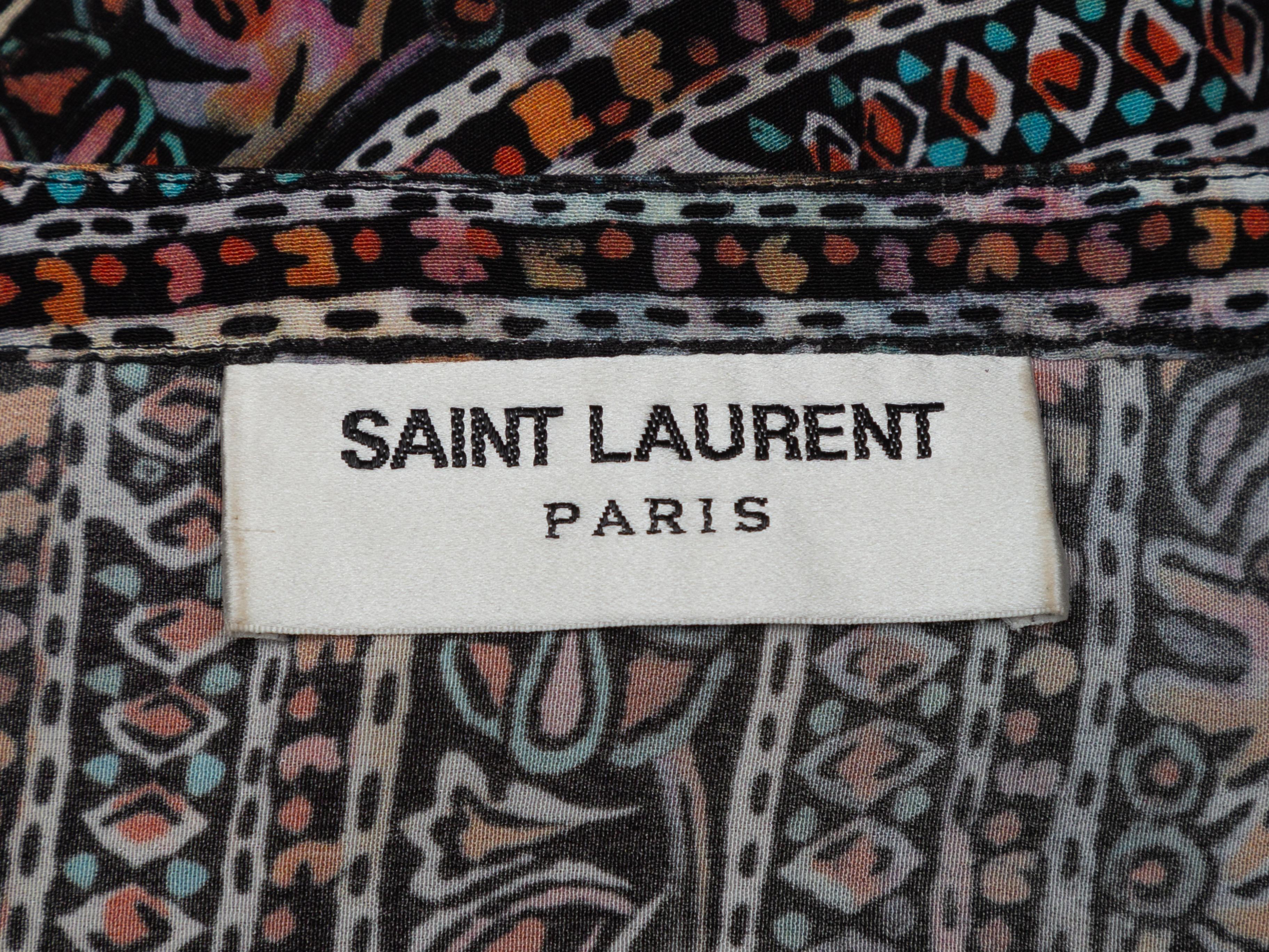 Saint Laurent Multicolor Silk Abstract Print Blouse In Good Condition In New York, NY