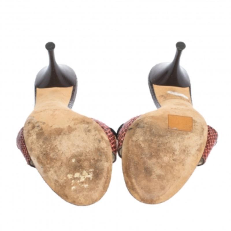 Saint Laurent - Sandales avec nœud en peau de serpent multicolore - Taille 40,5 en vente 2