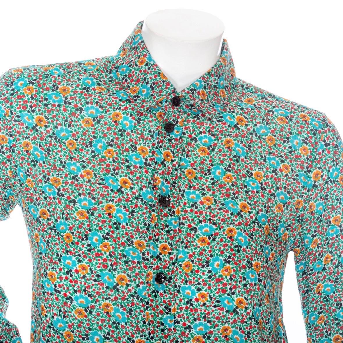 Saint Laurent - Chemise à manches longues boutonnée en viscose imprimée florale multicolore  en vente 1