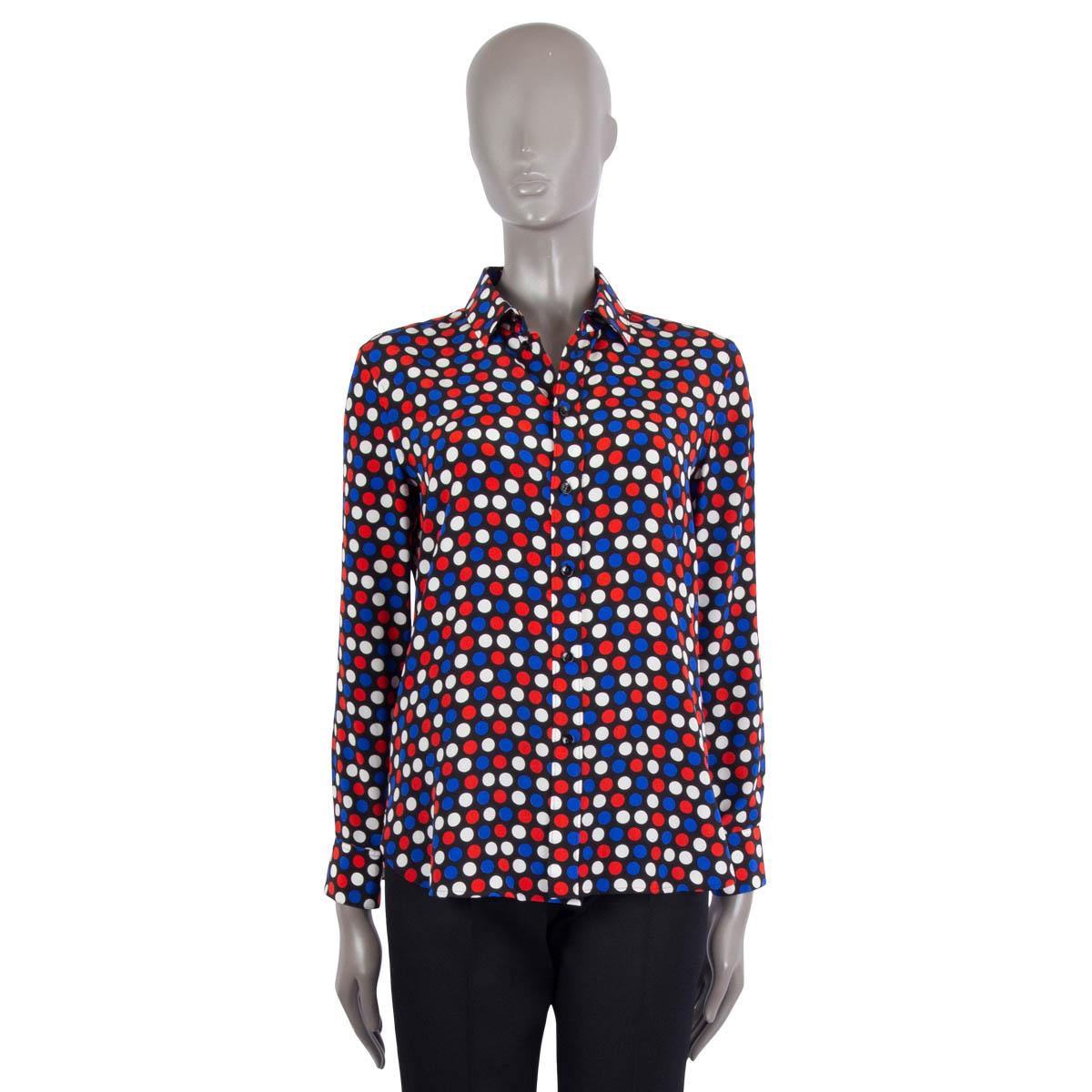 Black SAINT LAURENT multicoloured silk 2016 POLKA DOT CREPE Button-Up Shirt 40 M For Sale