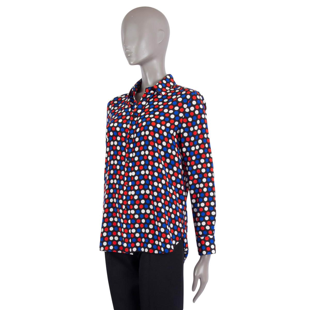 SAINT LAURENT multicoloured silk 2016 POLKA DOT CREPE Button-Up Shirt 40 M In Excellent Condition For Sale In Zürich, CH
