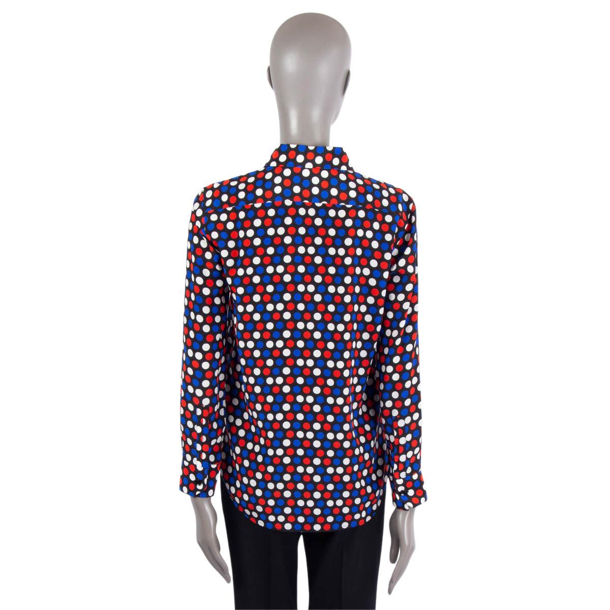 Women's SAINT LAURENT multicoloured silk 2016 POLKA DOT CREPE Button-Up Shirt 40 M For Sale