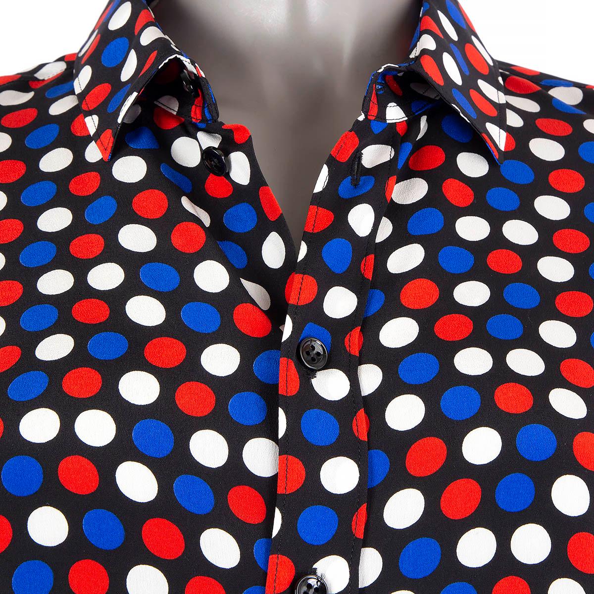SAINT LAURENT multicoloured silk 2016 POLKA DOT CREPE Button-Up Shirt 40 M For Sale 1
