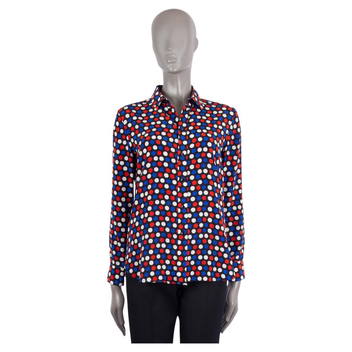 SAINT LAURENT multicoloured silk 2016 POLKA DOT CREPE Button-Up Shirt 40 M For Sale