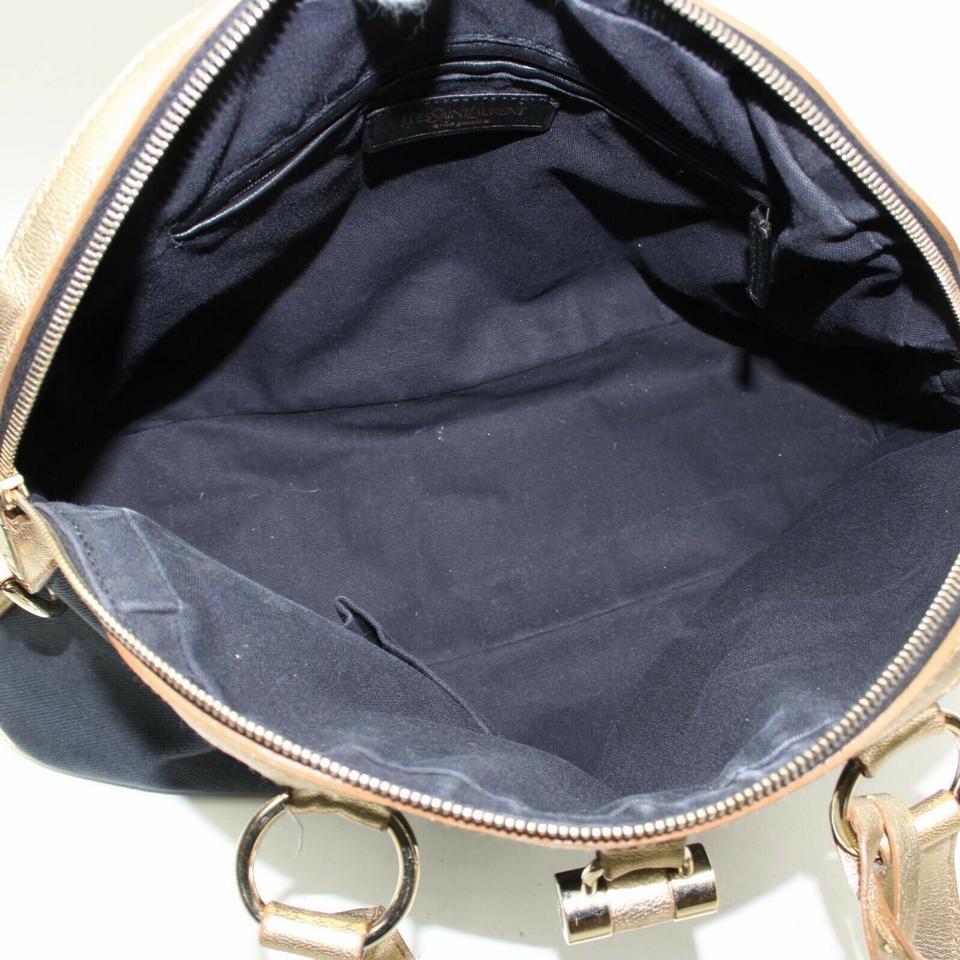 Black Saint Laurent Muse Gold Dome 872390 Navy Blue Canvas Tote For Sale