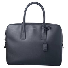 Saint Laurent Museum Black Grained Calfskin Leather Briefcase - ' 20s