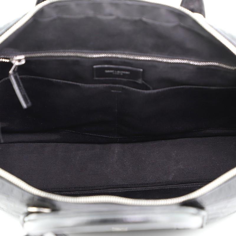 Black Saint Laurent Museum Flat Briefcase Crocodile Embossed Leather Medium