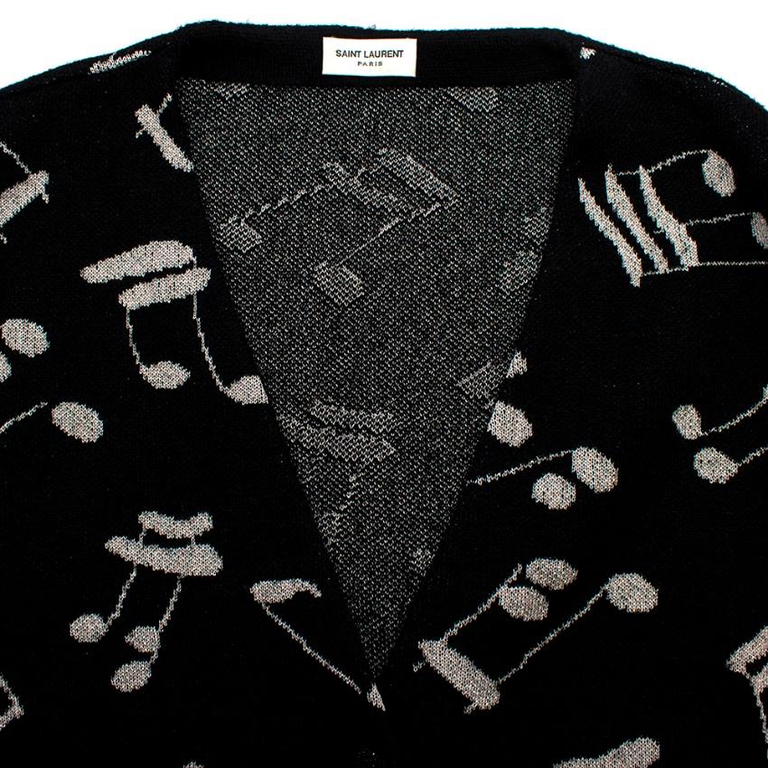 Saint Laurent Music Note Black Mohair Blend Cardigan M In New Condition For Sale In London, GB