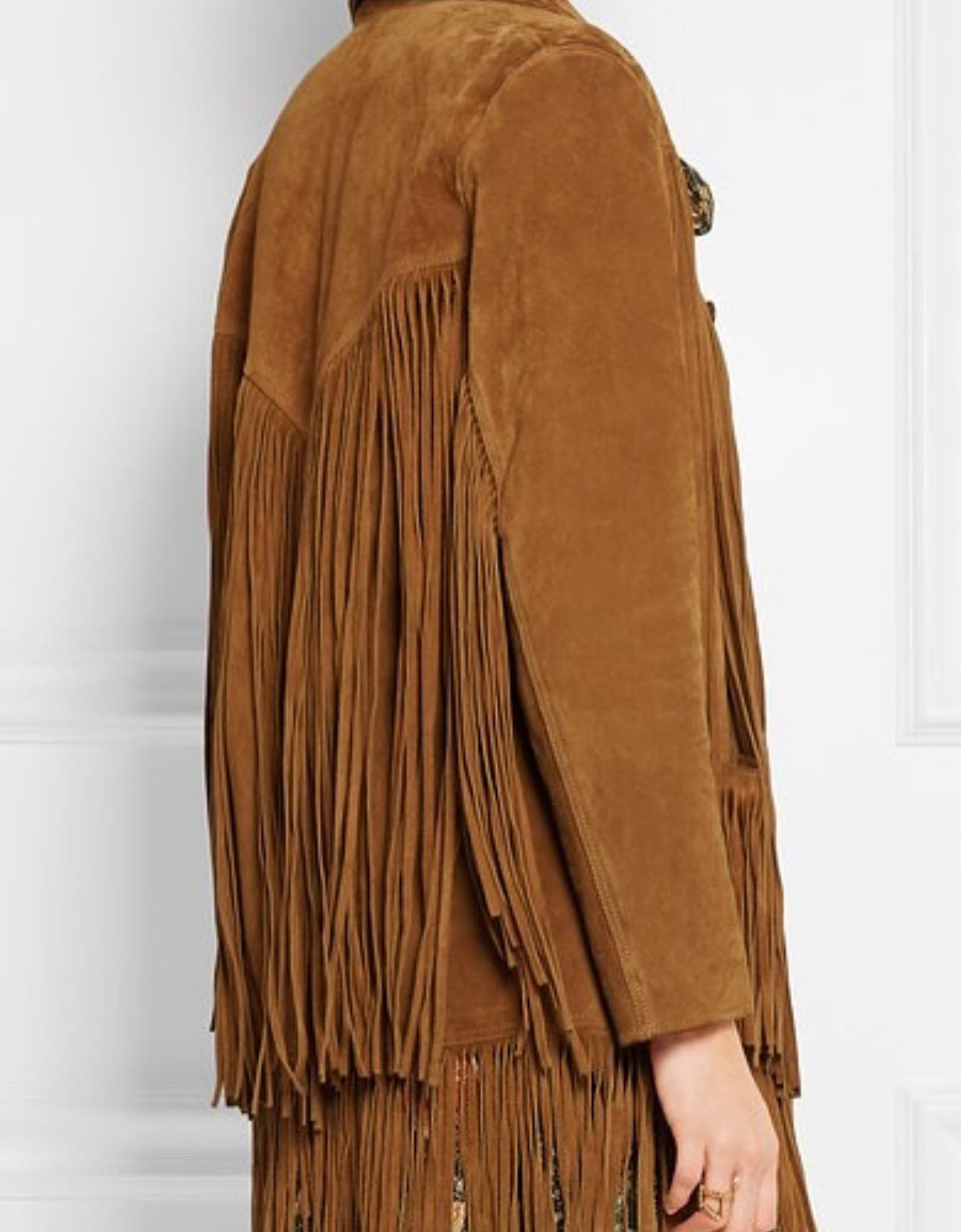 Saint Laurent Veste à franges en daim moutarde Sz.40 Pour femmes en vente